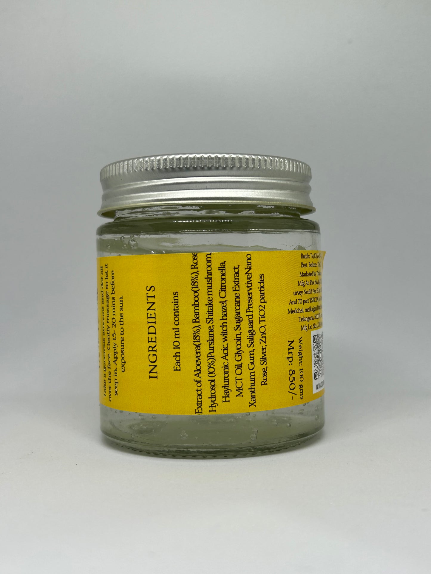 Natural gel Sunscreen SPF 50, PA +++  (Improved formulation)